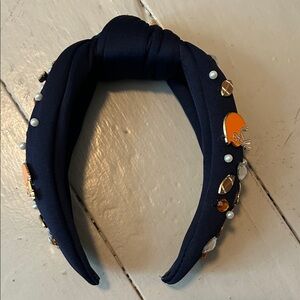 Mud Pie Navy Headband with Orange and Pearl Details